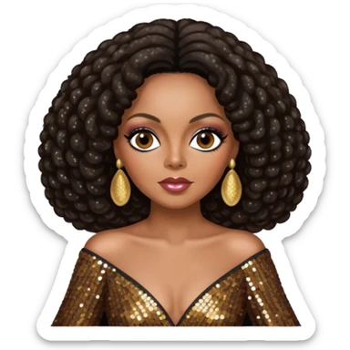 Diana Ross with dark brown hair sticker