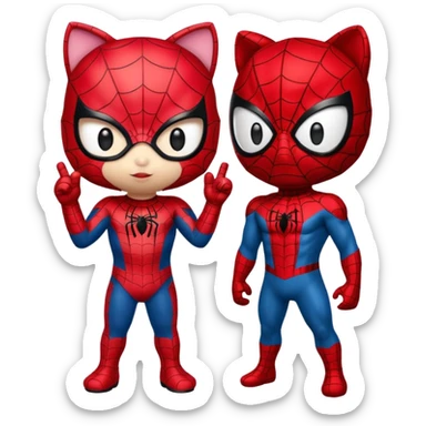 cute hello kitty and spiderman sticker