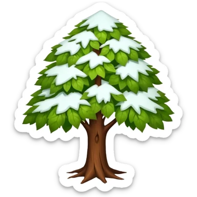 A tree with a little snow on top, symbolizing the end of winter and the beginning of summer. sticker