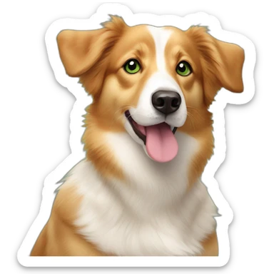 Cute Duck tolling retriever corgi mix green eyes sticker