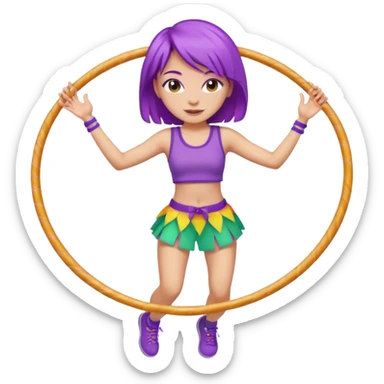 purple haired light skinned woman hula hooping sticker