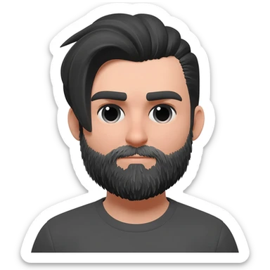 man with black and grey beard and pony tail sticker