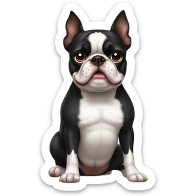 Extremely fat och grumpy Boston Terrier sticker