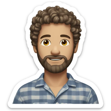 White Man with poofy curly brown hair and a beard in pajamas sticker