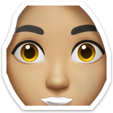 woman dark eyes black long hair yoga sticker