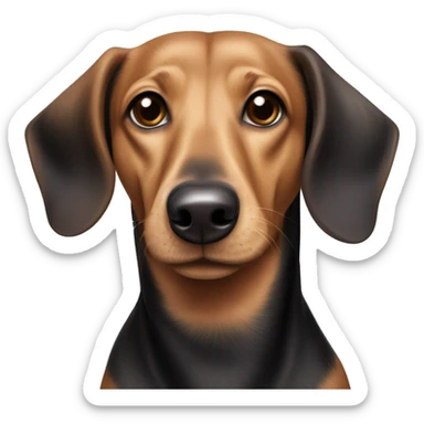 mixed breed dachshund labrador retriever dog with floppy ears, tan and black and red hair, and a long tongue sticker