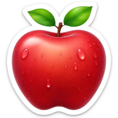 Cinematic Realistic Apple Emoji, Fresh and vibrant, with a crisp, red skin glistening with droplets of water. The smooth, shiny surface catches the light, while the green stem adds a natural touch. Soft glowing outline, capturing the essence of health, sweetness, and freshness in a crisp apple! sticker