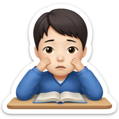 a Korean four-year-old who’s exhausted from studying sticker