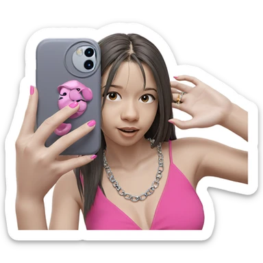 girl taking selfie with necklace sticker