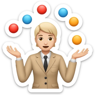 an emoji that depicts a product manager juggling work with panic, can you make it more gender neutral  sticker