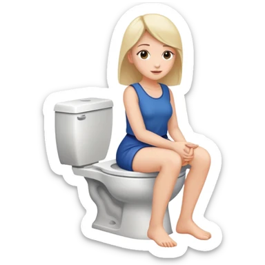 Woman sitting on the toilet  sticker