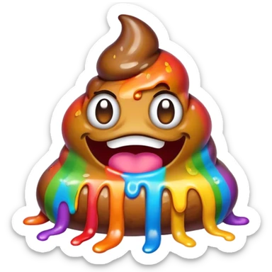 melted rainbow poop emoji monster sticker
