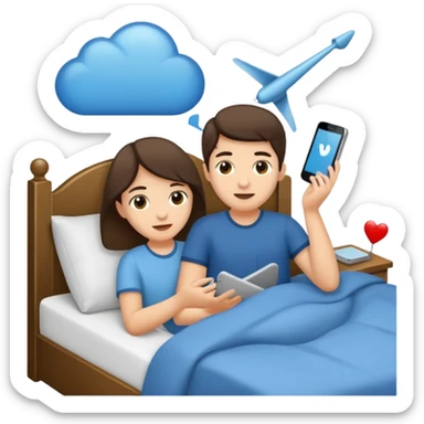 Erzeuge ein Junge Brünette schläft im Bett.Ihr Telefon klingelt sticker