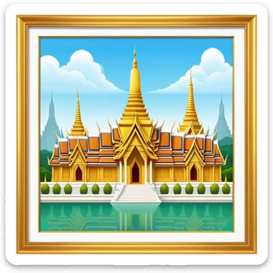 Grand Palace Bangkok Landmark Emoji – Featuring golden spires, Thai architecture, and the Emerald Buddha Temple. sticker