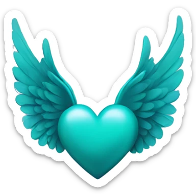 teal heart with wings sticker