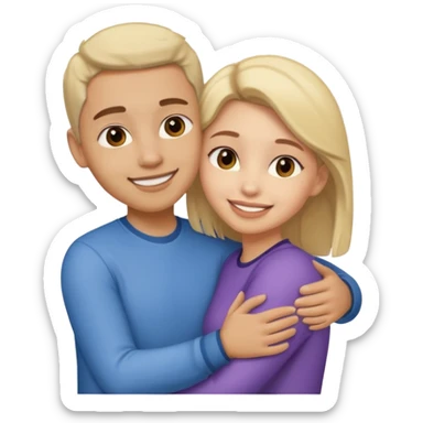 Girl and her partner hugging sticker