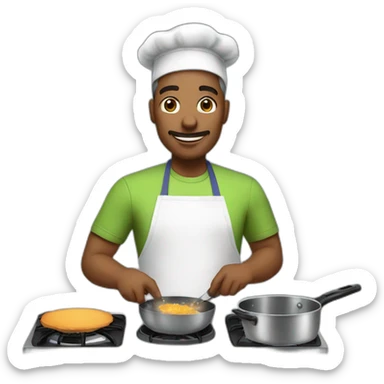 father cooking for kids sticker