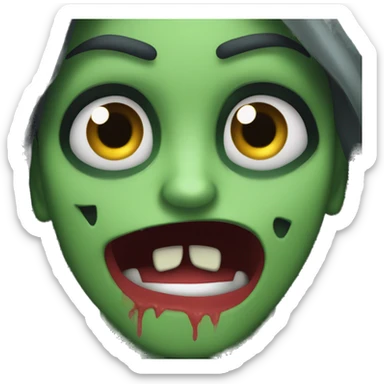 Uggly horror face green skin Big red eyes dark hair and lot of scar sticker