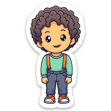 Boy with curly hair and has braces and is lightskin  sticker