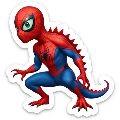 Dinosaur in a Spider-Man costume sticker