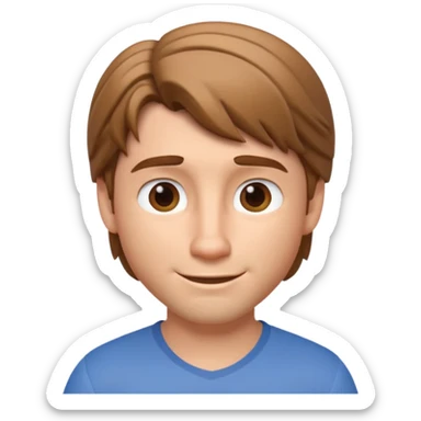 3D Apple-style emoji of Flynn Rider: fair skin, light brown hair, raised eyebrow, charming smile, playful confident look. sticker