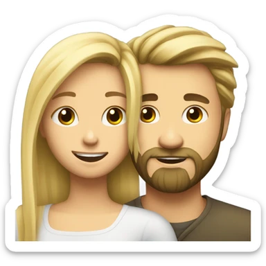 A blonde girl hugs a bearded man sticker