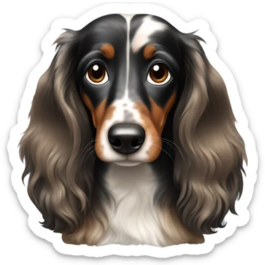 Black,brown  Merle long haired Dachshund sticker