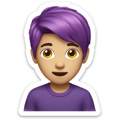 Kid purple hair, boy sticker