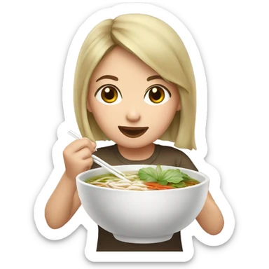 Girl eating pho sticker