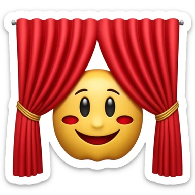 A 3D emoji of red theater curtains in Apple style, slightly parted in the middle with soft folds. Glossy, smooth texture, minimal Apple-style rendering, isolated on a white background.




 sticker