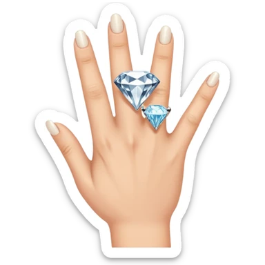 Left hand with diamond ring on ring finger sticker