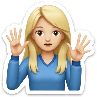 blonde cartoon girl long hair making time out gesture hands making "t" sign sticker