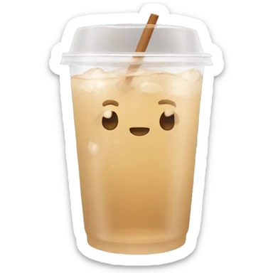 Clear tumblr cup with light brown drink and ice sticker