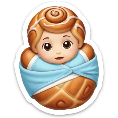 Cinnamon bun that looks like a baby with diaper  sticker