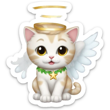 kitten dressed as Christmas angel sticker