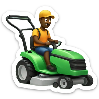 Man mowing grass sticker