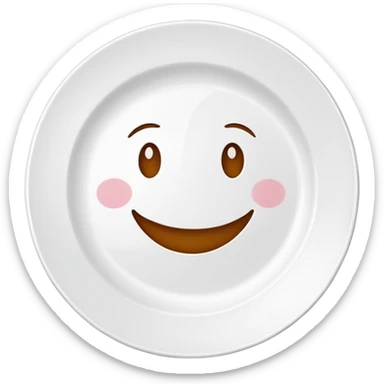clean empty plate with a happy face, no leftover food, clear and friendly sticker