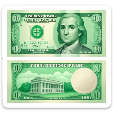single banknote representing money sticker