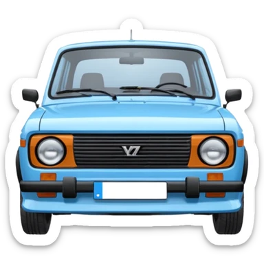 LADA car. Russian car. Model VAZ 2107. Realistic proportions. Front view. sticker