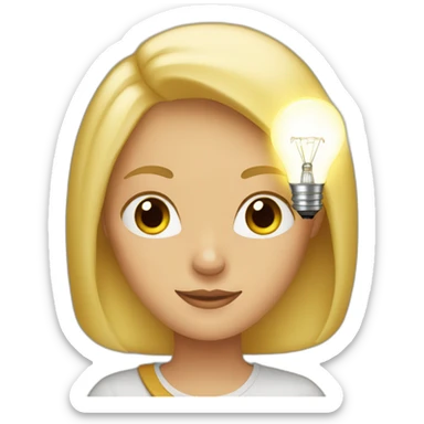 blonde woman with a lightbulb above her head sticker