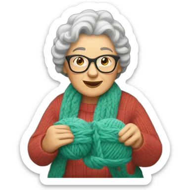 A knitting grandmother sticker