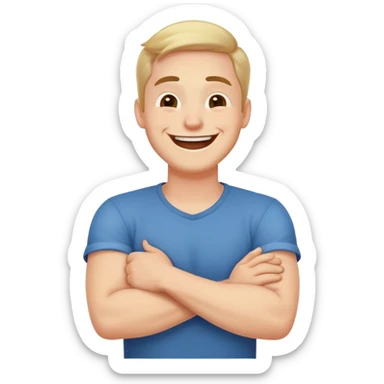 Arms cross holding neck laughing guy ￼￼ sticker