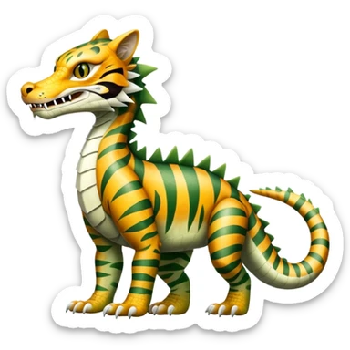 Alligator-Dragon-Tiger-Lynx-Bobcat-Fakémon-hybrid-creature with a long muzzle, full body sticker