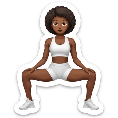 darkskin back woman in white sportswear Fit body focus chin to thigh sticker