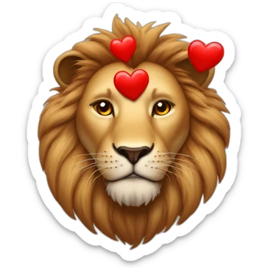 Lion face with huge red hearts in his eyes, he looks so much in love sticker