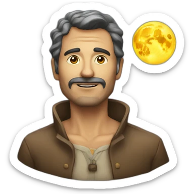 Hombre en la luna cerca del sol sticker