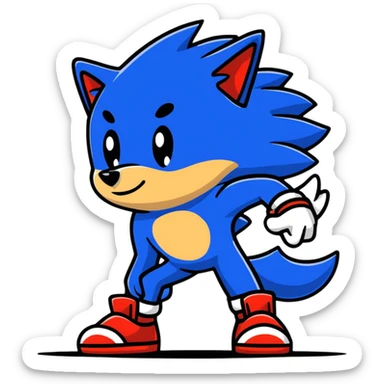 super dog with Sonic the Hedgehog sticker