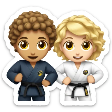 Girl and boy doing Jiu jitsu (boy has curly brown hair and girl is blonde) sticker