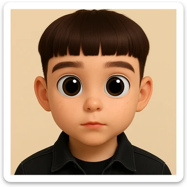 make the eyes a bit bigger, keep the 3d-emoji style sticker