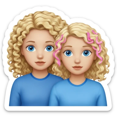 Two girls, one with curly blonde hair, blue eyes and another with wavy blonde hair and blue eyes sticker